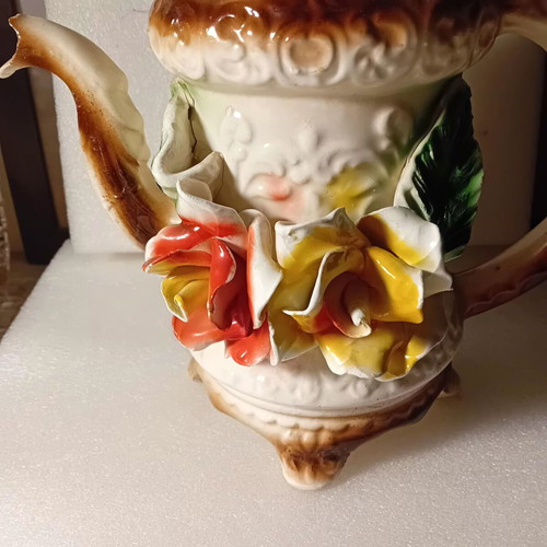 Old decorative faience jug, 30cm