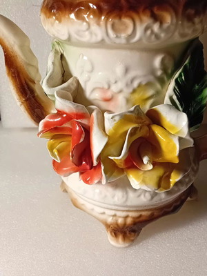 Old decorative faience jug, 30cm