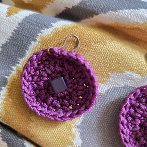 Knitted earrings purple like new
