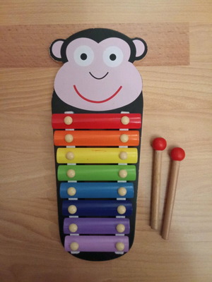 Children's xylophone used, monkey design