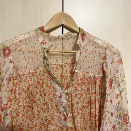 Zara transparent floral shirt size M like new, orange colorful