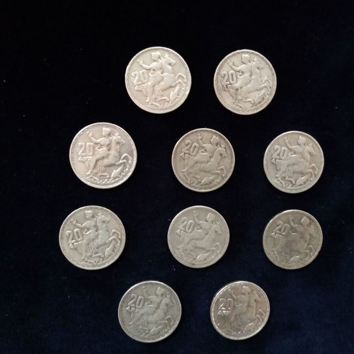 Silver coins 1960 King Pavlos used, set of 10