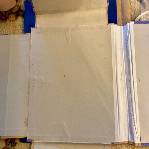 Hard file folders used, pack of 2, blue cardboard with ribbon