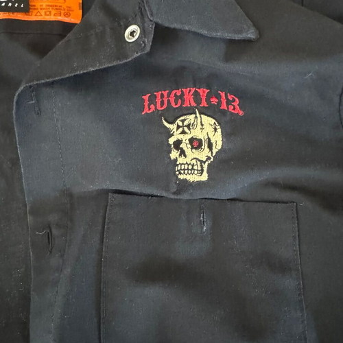 Lucky 13 Vintage Men's Short-Sleeve Shirt Like New Black Yellow