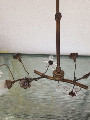 Ceiling light with crystal flower decorations, 57 cm