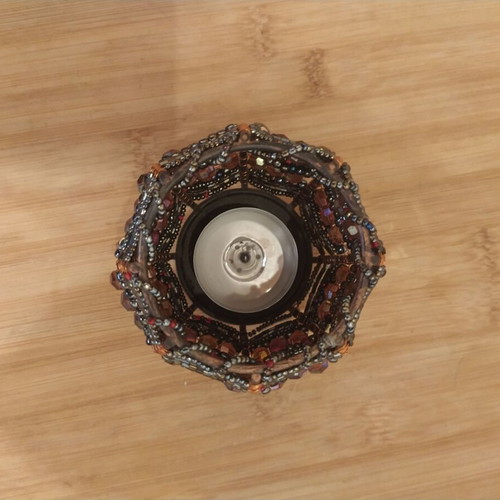 Candle Holder for Tealight with Metal Frame and Purple Beads like new