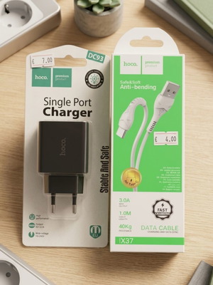 Hoco charger and Type-C cable set DC93 & X37