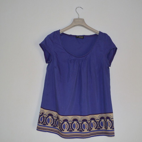 Marks & Spencer Autograph Purple Blouse used, UK 10, geometric border print