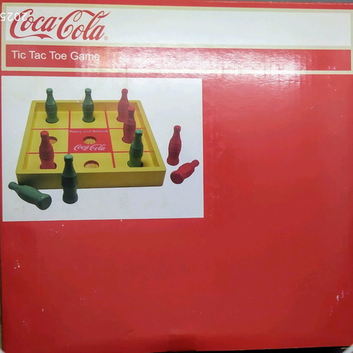 Wooden tabletop Tic Tac Toe game by Coca-Cola