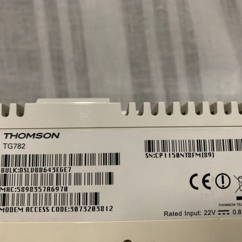 Thomson TG782 ADSL Router used (Cyta) with power adapter