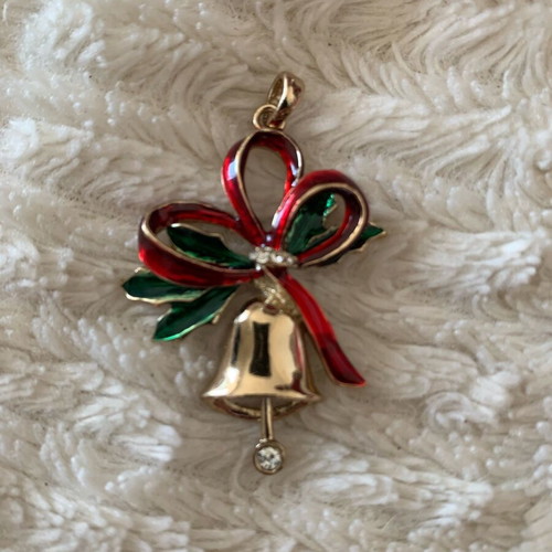 Vintage Christmas bell pendant with enamel like new