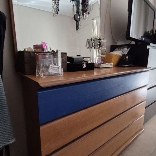 Double bed 200×160 with 2 nightstands, dresser, mirror, used