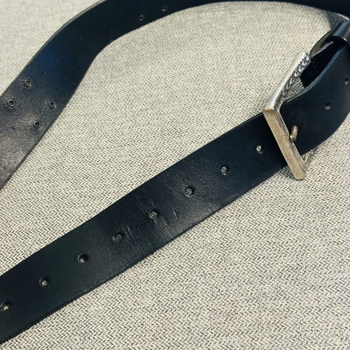 Black leather belt with studs like new, size 110, silver details