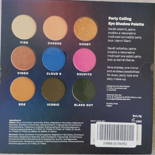 Party Calling Eyeshadow Palette by Gabriella Salvete new