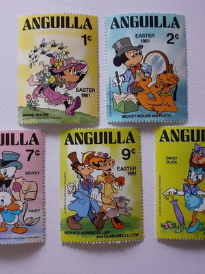 Σετ γραμματοσήμων Anguilla Walt Disney Πάσχα 1981 5 τεμ. καινούργιο