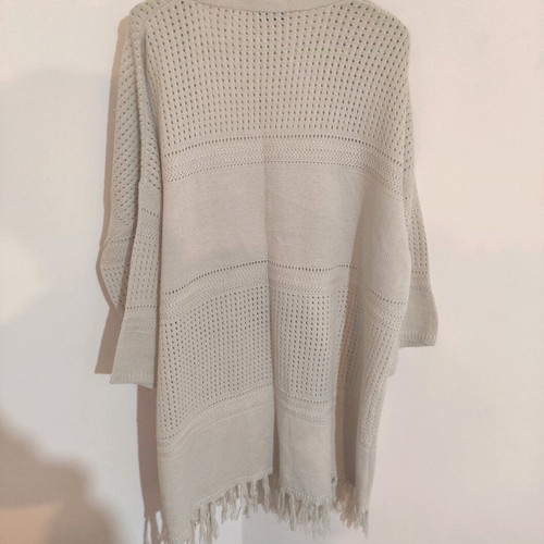 Janira knitted spring cardigan like new, beige with fringes size 46