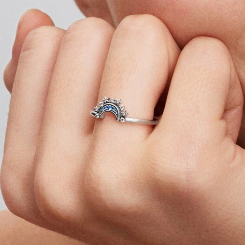 Pandora Luminous Blue Moon Ring new, silver 925, size 56