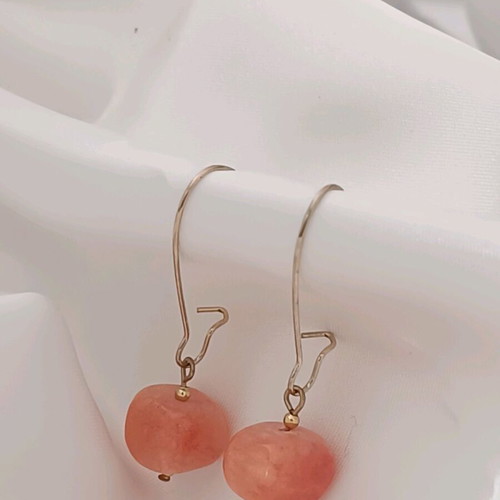 Summer coral earrings with jade & steel details