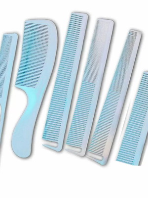 Set of 6 light blue combs new, plastic