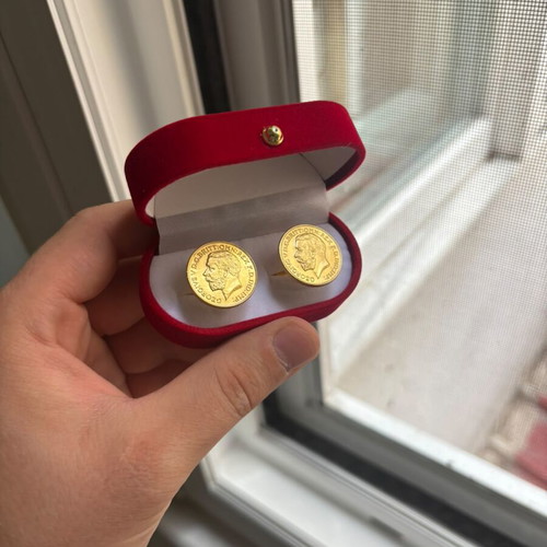 Cufflinks with Lyres new, gold-plated 22k