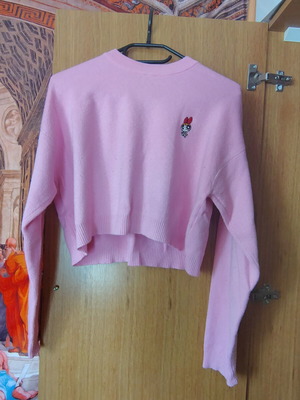 Bershka Powerpuff Girls pink pullover sweater, size S