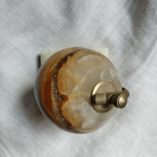 Globe made of alabaster or onyx like new with bronze