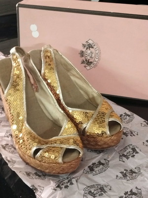 Juicy Couture platform sandals like new, gold sequins, size 37