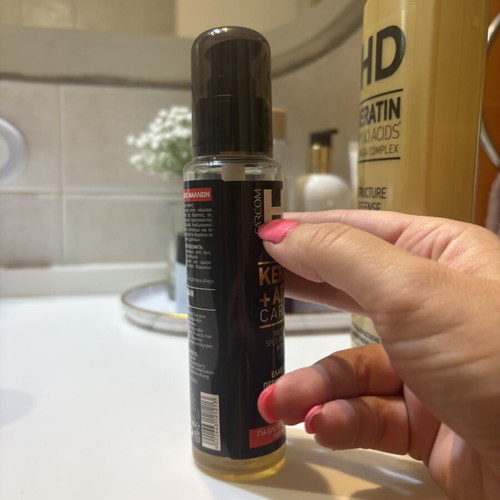 HD Keratin shampoo and Argan oil used for damaged hair