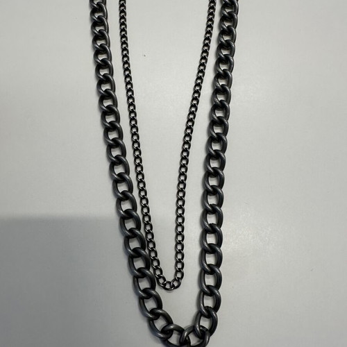 Women's charcoal necklace with large rhinestones and double chain
