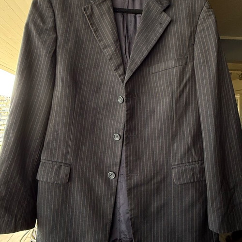 Men's jacket black with fine stripe size 52 wool like new