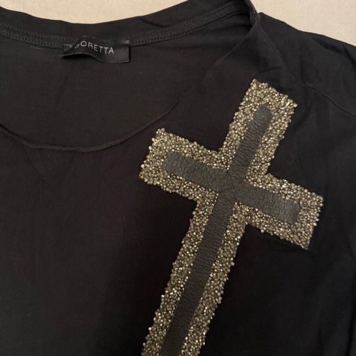 Doretta black one size t-shirt used with cross and strass
