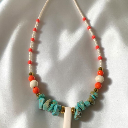 Solar Reef necklace new, orange and turquoise