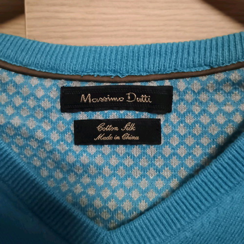 Massimo Dutti men's V-neck turquoise blouse like new size M