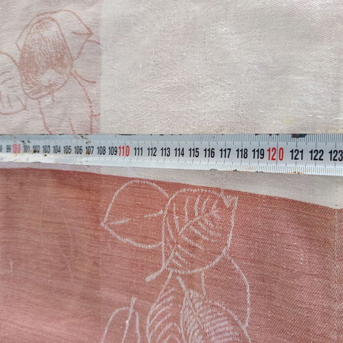 Tablecloth with brown stripes handmade, used, 134x124 cm