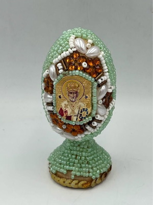 Vintage Ukrainian religious egg 9.5cm height used
