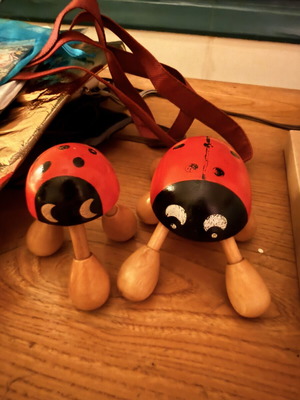 Wooden Ladybug Handheld Massage Set used, pack of 2