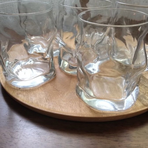 Aisberg Glasses set of six like new with bamboo serving tray
