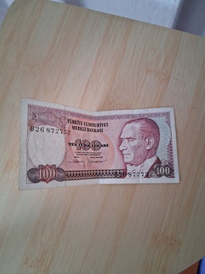 Turkish banknote 100 lira used, 1970