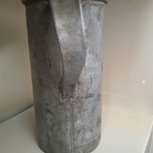Metal galvanized canister 1lt vintage East Germany DDR used