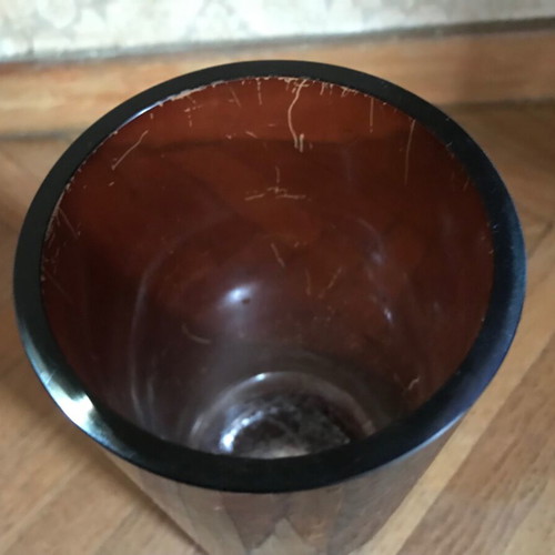 Glass vase brown used, retro table decoration