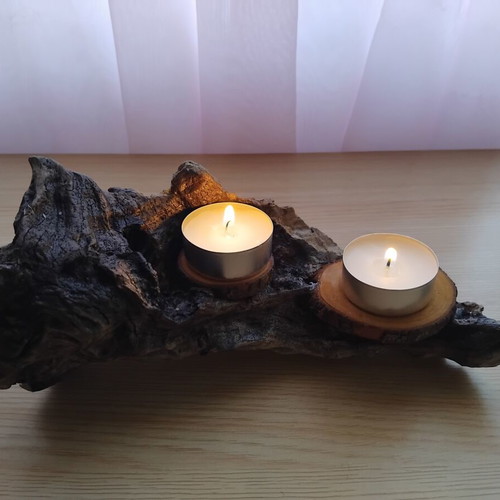 Handmade double candlestick from natural driftwood