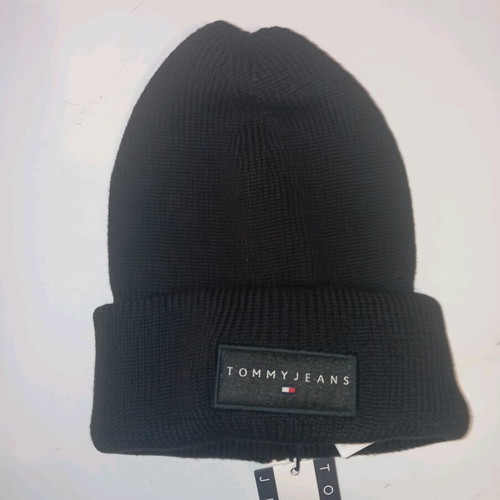 Tommy Jeans knit cotton hat new, black