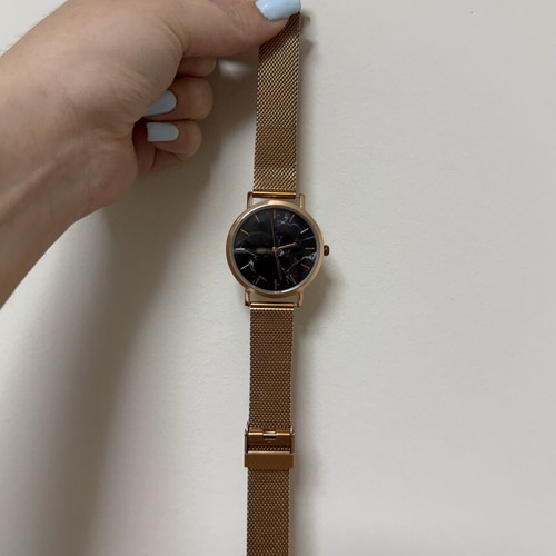 Minimalist watch new, stainless steel rose gold black marble unisex