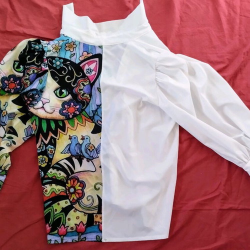Shirt with design used, wide cuff, size L