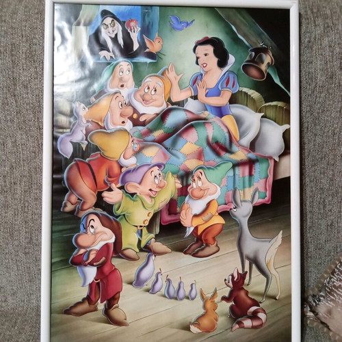 Children's poster in frame like new, vintage 1994, 44x62