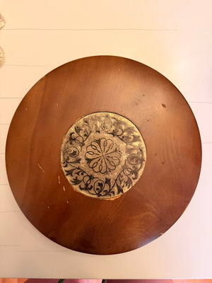 Vintage serving platter 26 cm with compartments and wooden base