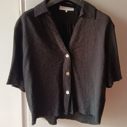 Zara Crinkle Shirt black XS loose fit like new