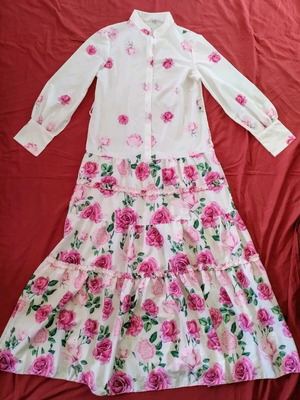 Maxi dress used with cuff sleeve polyester, wide fit, size L