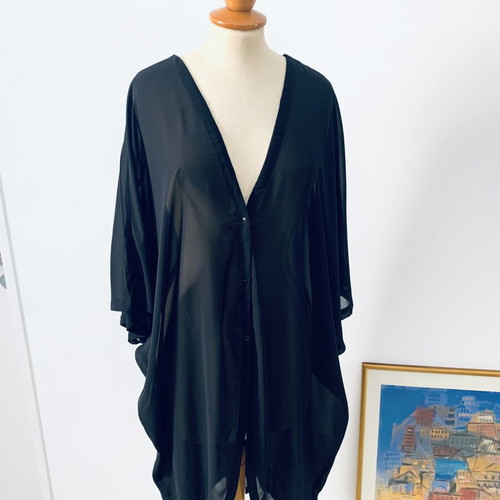 ICHI Black Transparent Shirt One Size New