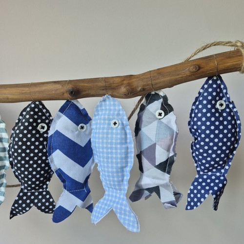 Handmade fabric fish wall hanging new, coastal rustic decor
